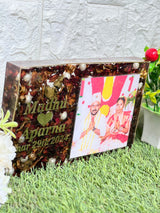 Resin LED Block with Photo & Flower Preservation (9*6 Inches)