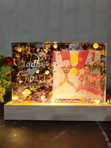 Resin LED Block with Photo & Flower Preservation (9*6 Inches)