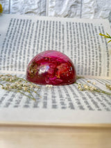 Resin Paper Weight with Preserved Red Rose Flowers