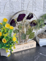 Rose Flowers Preservation in  8-Inches Resin LED Frame