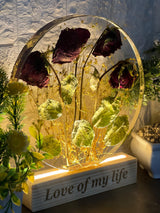 Rose Flowers Preservation in  8-Inches Resin LED Frame