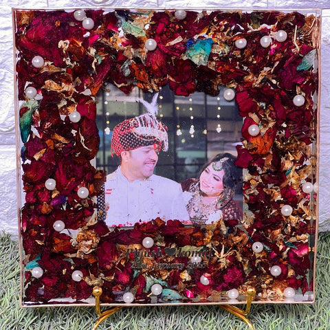 Varmala preservation block with photo /flower preservation/rose preservation