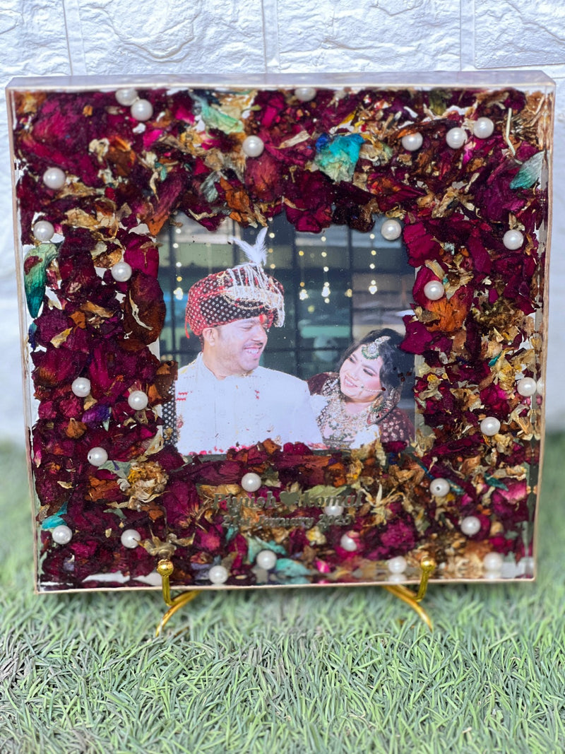 Varmala preservation block with photo /flower preservation/rose preservation