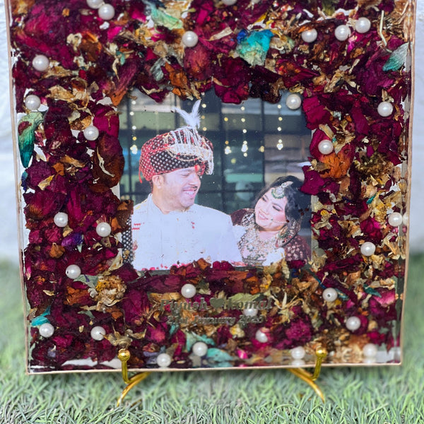 Varmala preservation block with photo /flower preservation/rose preservation