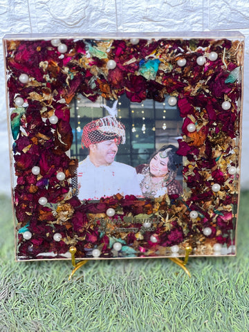 Varmala preservation block with photo /flower preservation/rose preservation