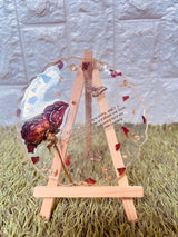 Resin 5inch Round curve shape with Single Rose & Content Flower Preservation