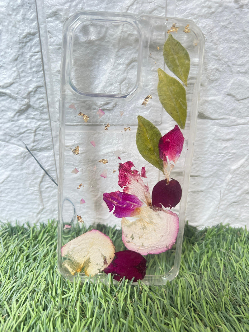 Resin Single rose block with LED lamp with Phone cover Combo set with content Flowers Preservation