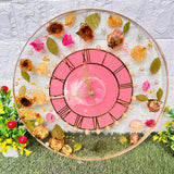 Resin 16 inch round with transparent base with center with Pink & white shade mix colour with Petals with Varmala Preservation