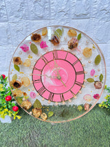 Resin 16 inch round with transparent base with center with Pink & white shade mix colour with Petals with Varmala Preservation