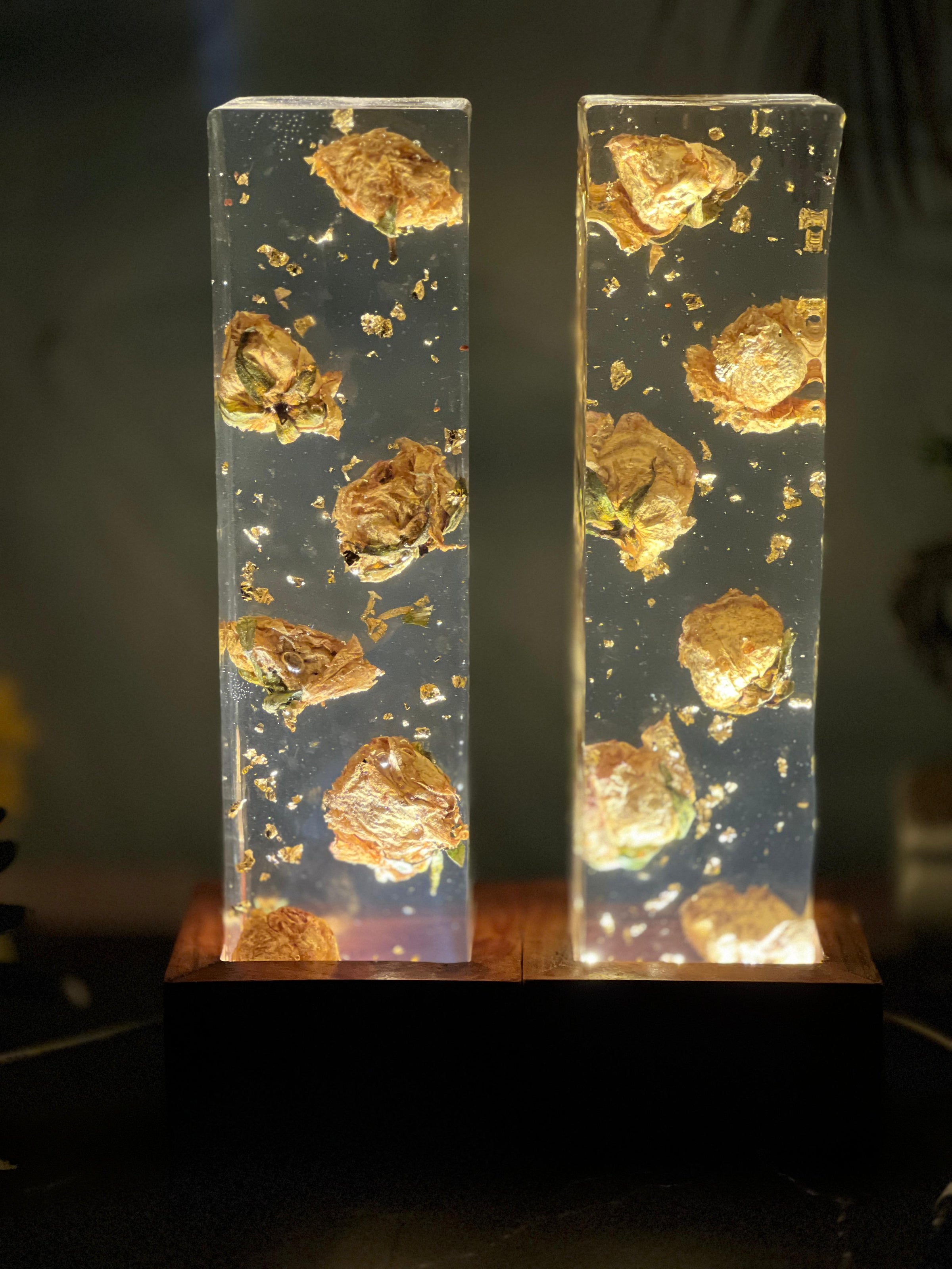 Resin 12 inch block with Couple #tag & LED lamp stand with Varmala Preservation