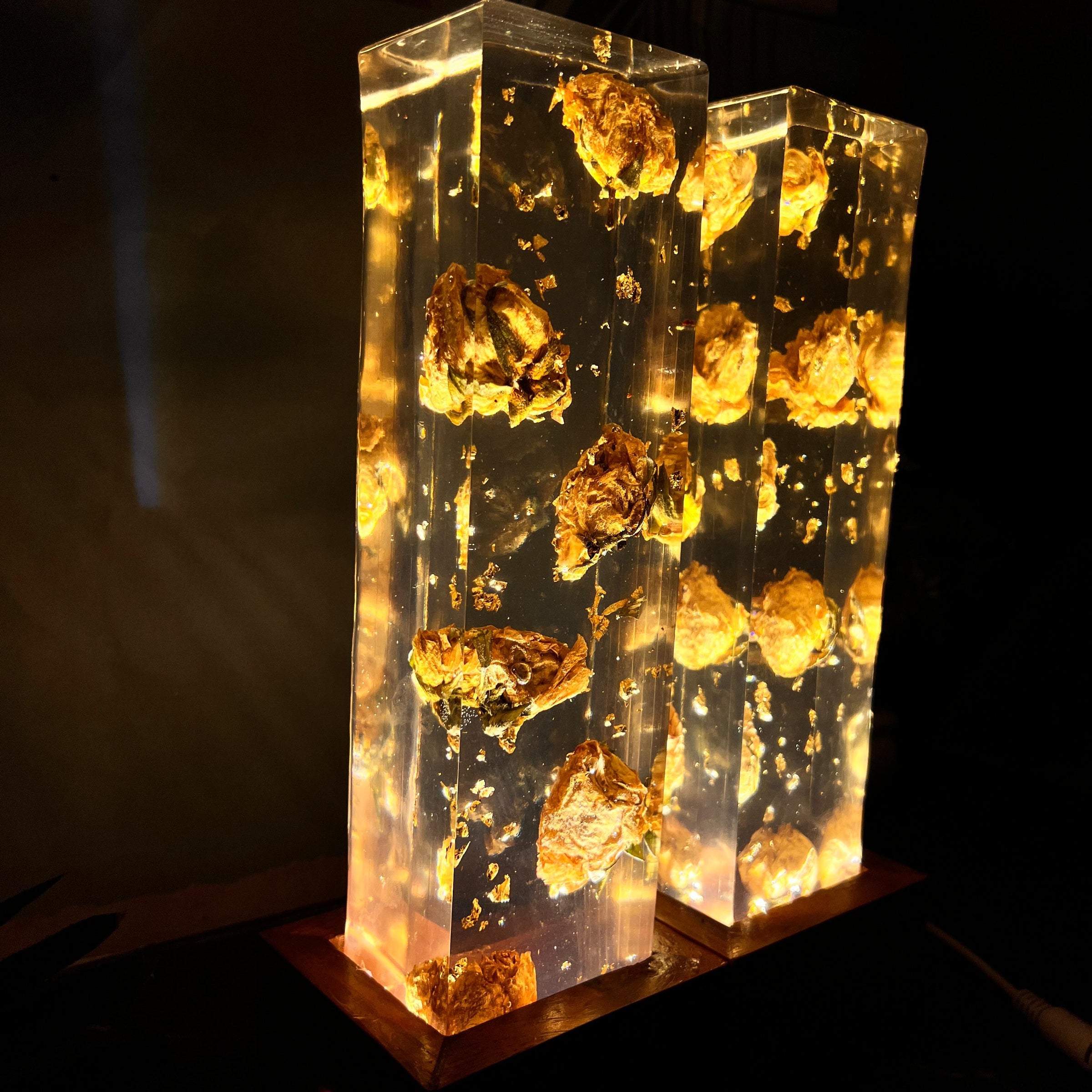 Resin 12 inch block with Couple #tag & LED lamp stand with Varmala Preservation