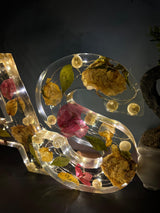 Resin 6 inch name initial Lamp with Qurakick LED light option with Petals Varmala Preservation