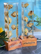 Resin 12 inch block with Couple #tag & LED lamp stand with Varmala Preservation