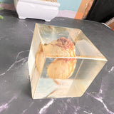 Resin Round keychain set with Cube Single rose Preservation with Flower Preservation