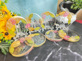 Resin 8 set of coster with Petals with Logo varmala Preservation