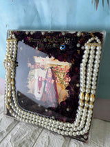 Resin 10 inch acrylic sqaure frame with photo name date , kantha  Couple name & Date with photo Varmala Preservation