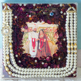 Resin 10 inch acrylic sqaure frame with photo name date , kantha  Couple name & Date with photo Varmala Preservation
