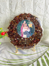 Resin 8 inch round curve shape with Petals & couple Name & Date Varmala Preservation
