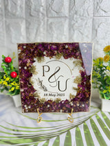 Resin 8 inch 3block with Round curve shape Keychain with Pandent with Name initial logo Varmala Preservation