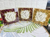 Resin 8 inch 3block with Round curve shape Keychain with Pandent with Name initial logo Varmala Preservation