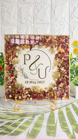 Resin 8 inch 3block with Round curve shape Keychain with Pandent with Name initial logo Varmala Preservation