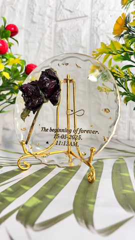Resin 4 inch name initial Lamp with Qurki Lights with Sing Flowers Round curve shape Flowers & petals Flowers Presaervation