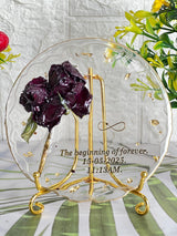 Resin 4 inch name initial Lamp with Qurki Lights with Sing Flowers Round curve shape Flowers & petals Flowers Presaervation