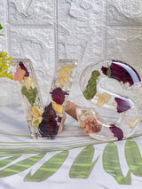 Resin 4 inch name initial Lamp with Qurki Lights with Sing Flowers Round curve shape Flowers & petals Flowers Presaervation