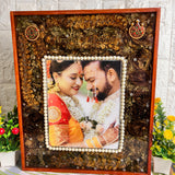 Resin 15 by 18 inch with Lotus Flowers & Jumke with Couple photo & Pearls border With Name & date varmala Preservation