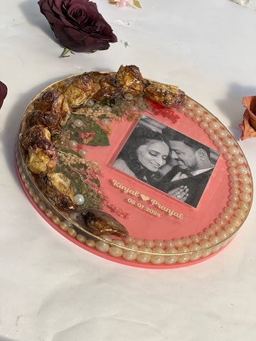 Premium Pink-Based Resin Wedding Flowers Preservation Frame