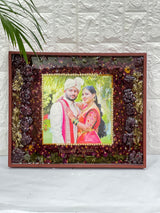 Big Wooden Photo Frame with Preserved Varmala Flowers Preservation (15*18 Inches)