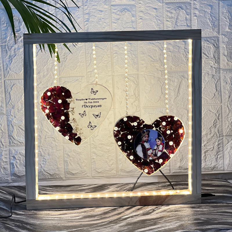 Unique Dual Hanging Heart Varmala Preservation Lamp