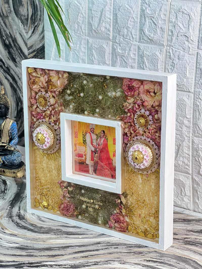 Varmala Roses & Kaleera Preservation with Photo in Wooden Frame