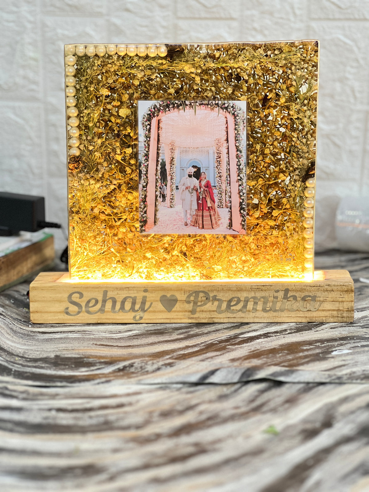 Unique Mogra Varmala Preservation Frame with LED Option