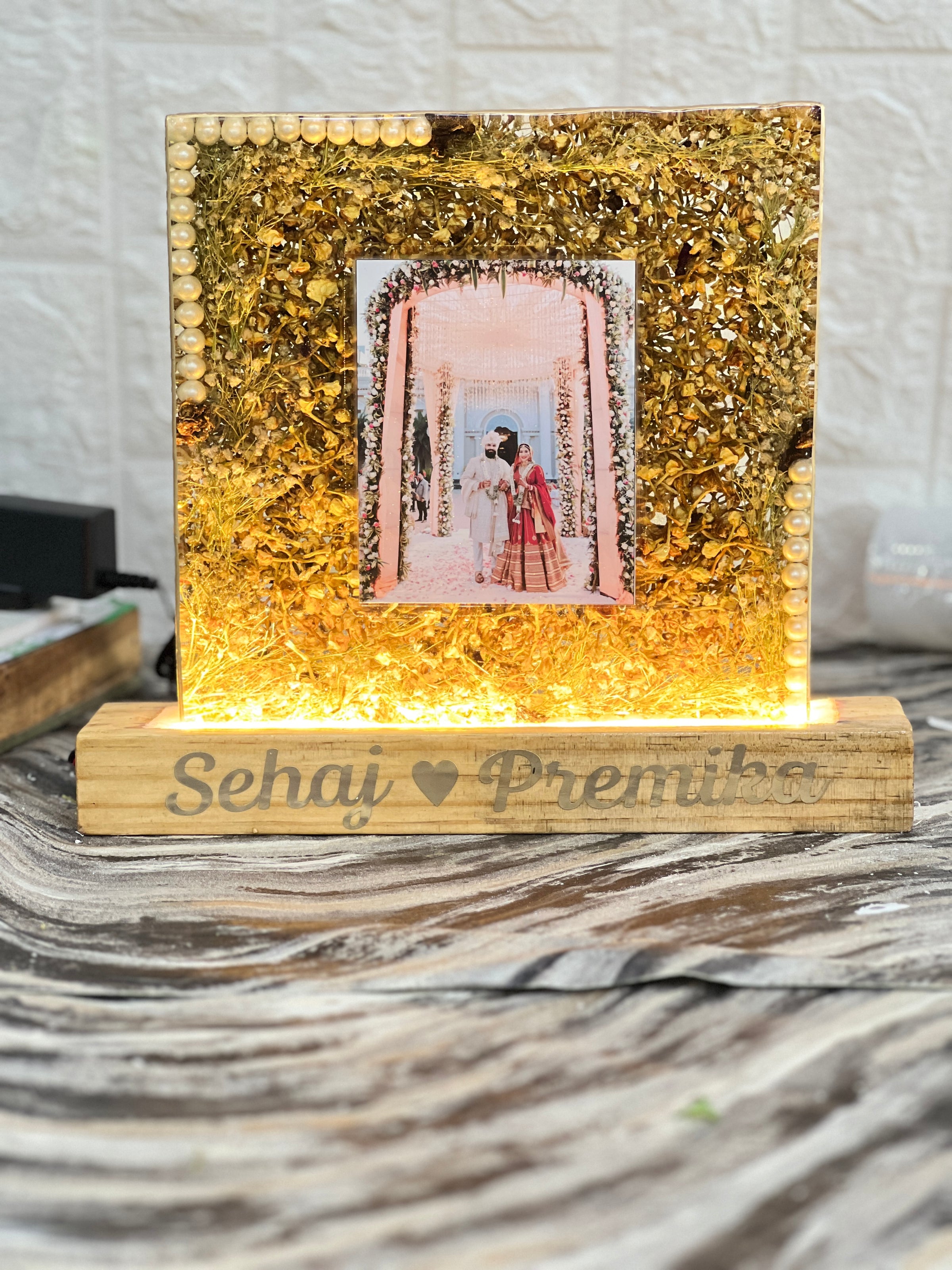 Unique Mogra Varmala Preservation Frame with LED Option