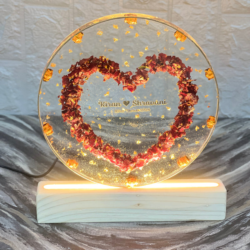 Round Heart- Shape Varmala Preservation LED Lamp