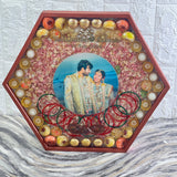 16 inch hexagon varmala preservation frame with pearls