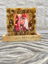 Resin LED Lamp with Preserved Wedding Flowers & Photo