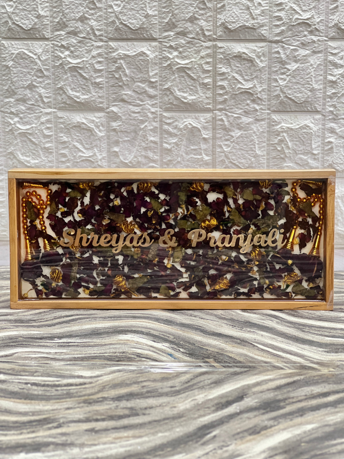 Teakwood Varmala Preservation Wall Nameplate