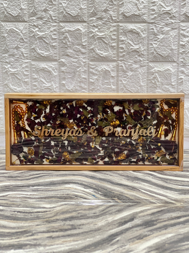 Teakwood Varmala Preservation Wall Nameplate