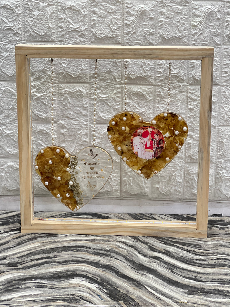Heart Shape Varmala Preservation Frame with Wedding Photo