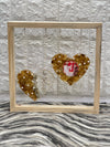 Dual heart pinewood varmala preservation wall frame lamp