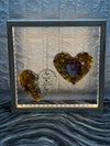 Dual heart pinewood varmala preservation wall frame lamp