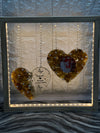 Dual heart pinewood varmala preservation wall frame lamp