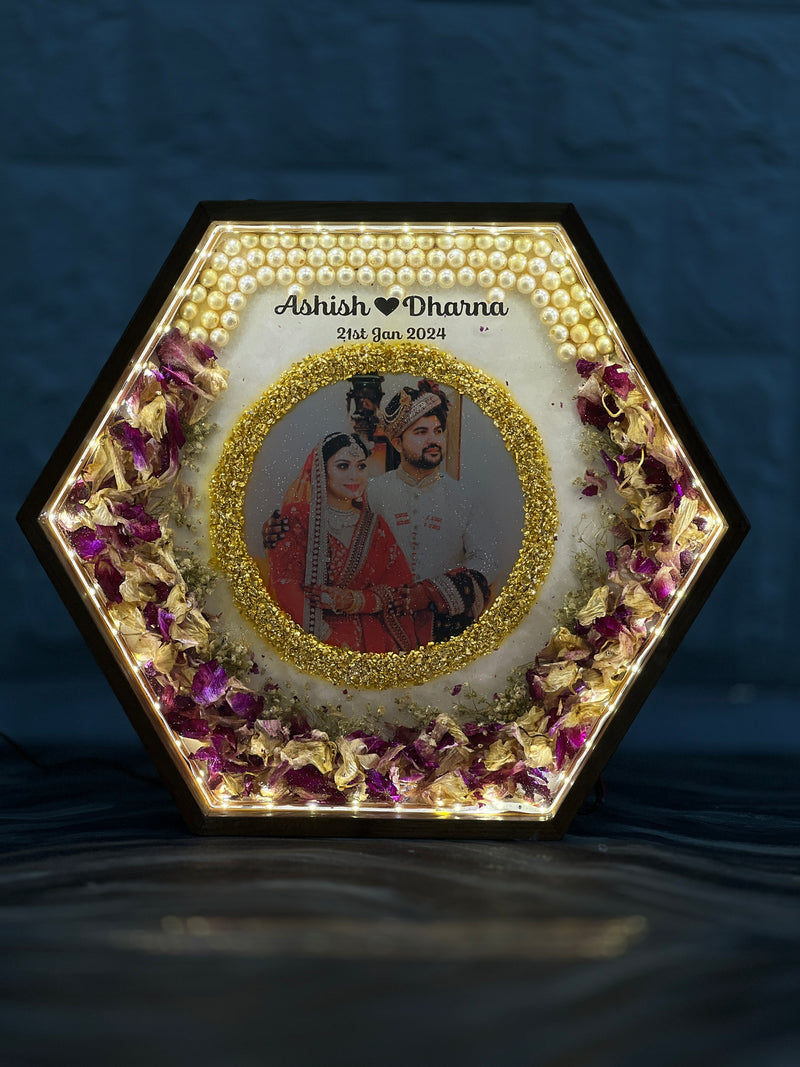 Customized Hexagonal Varmala Preservation LED Lamp