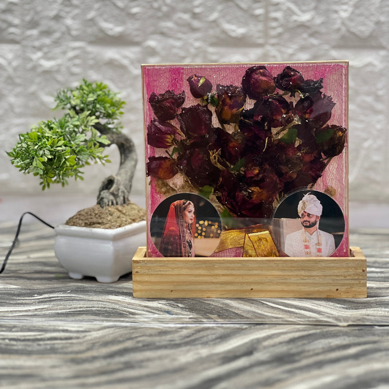 Wedding Rose Bouquet Preservation Frame | Wedding Photo & Card Preserved in LED Frame