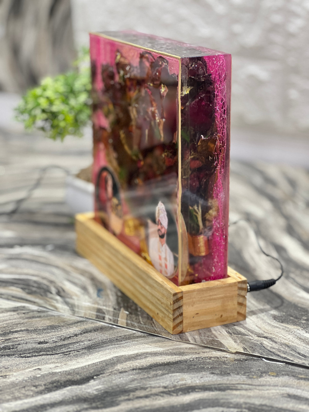 Wedding Rose Bouquet Preservation Frame | Wedding Photo & Card Preserved in LED Frame