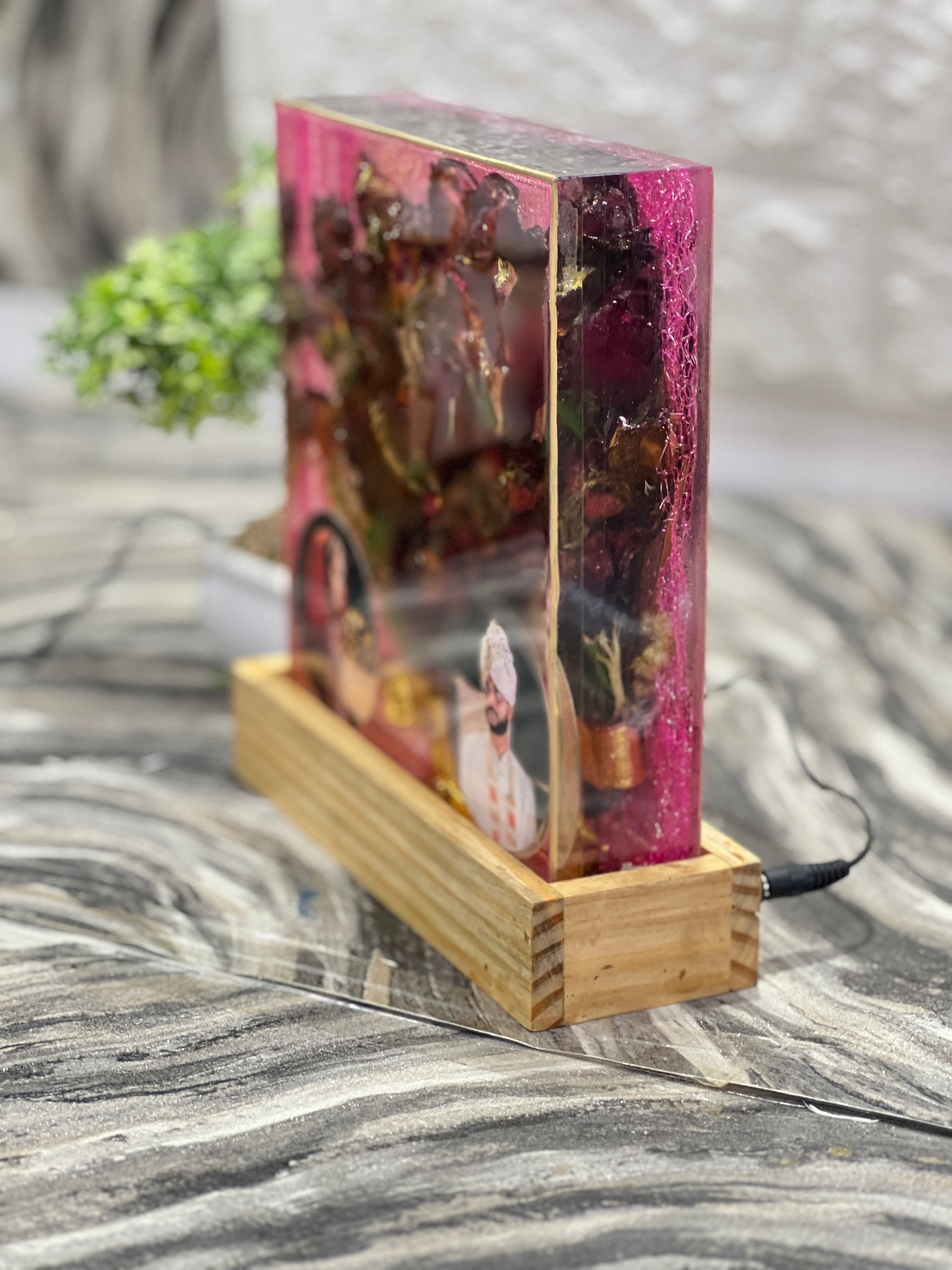 Wedding Rose Bouquet Preservation Frame | Wedding Photo & Card Preserved in LED Frame