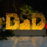 6 inch initials LED lamp with varmala flowers with golden petals, ampersand