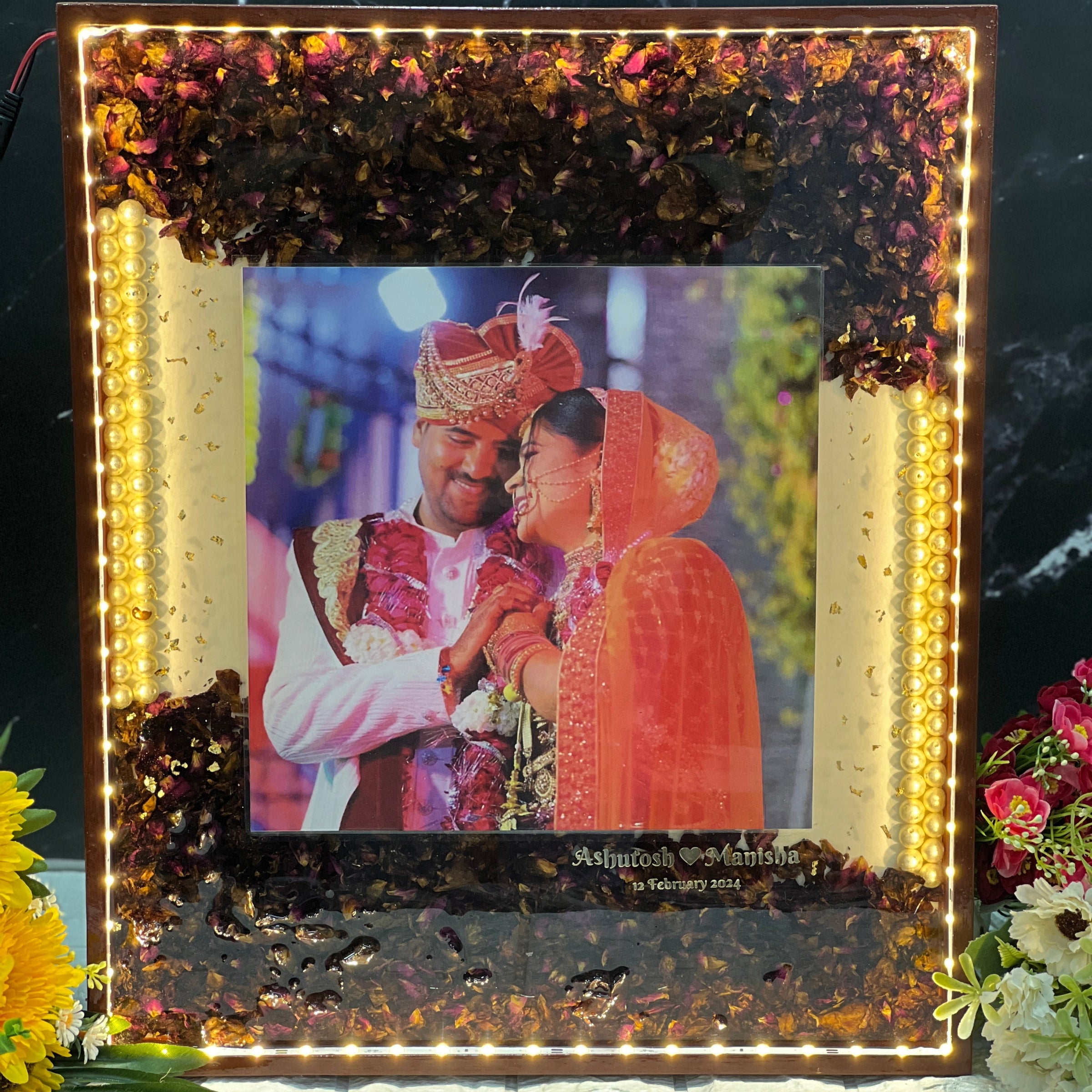 Resin Preserved Photo Frame | Teakwood Varmala Preservation Frame